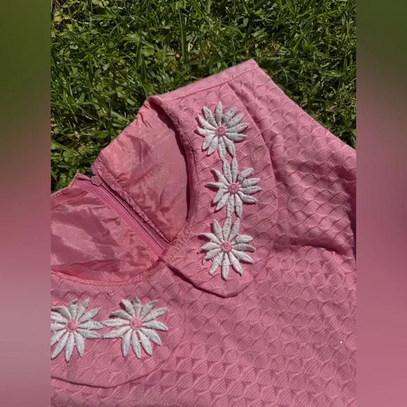 60s Vintage Bubble Gum Pink A Line Dress - Picture 2 of 7